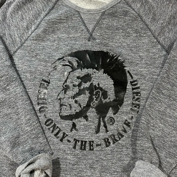 Mens Diesel "Only The Brave" Sweatshirt, Black Heather, Size Large - Picture 4 of 10